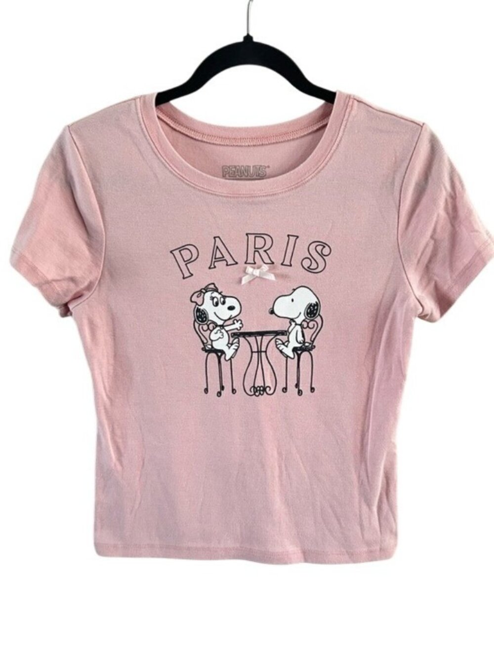 Peanuts Hybrid Paris Snoopy Fifi Pink Graphic Tee T-Shirt Cafe Bistro Cute Sz Sm